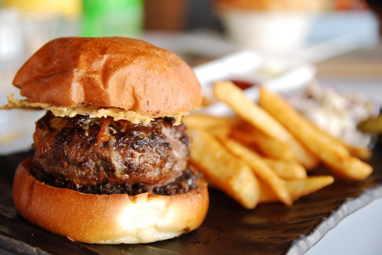 Umami Burger with gruyere, brown mushroom sauce, caramelised onions at NSHERY in Melbourne, Australia Umami Burger with gruyere, brown mushroom sauce, caramelised onions at NSHERY in Melbourne, Australia